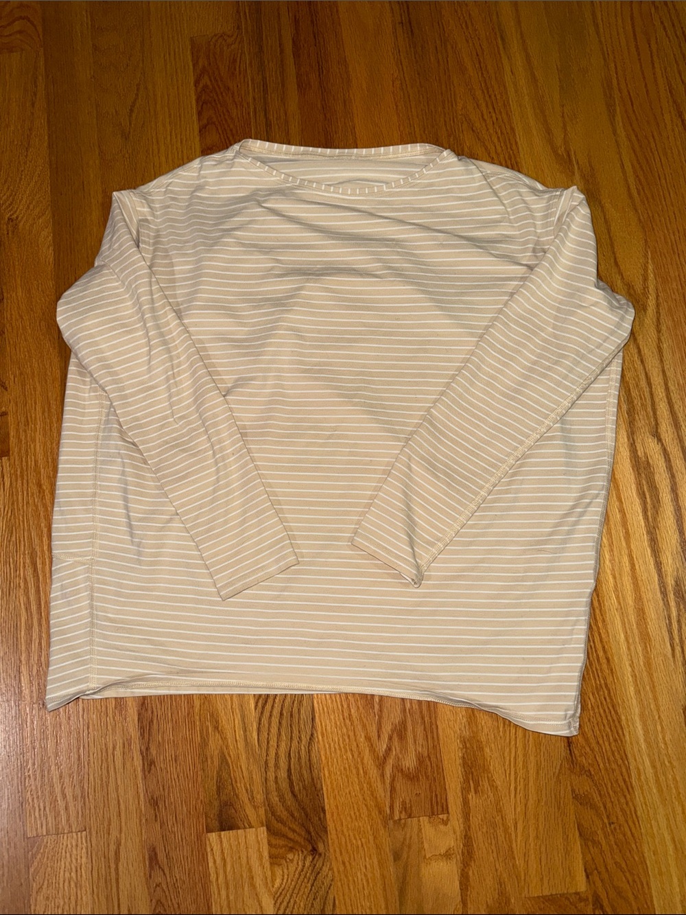 lululemon athletica Cream & White Striped Long Sleeve Tee